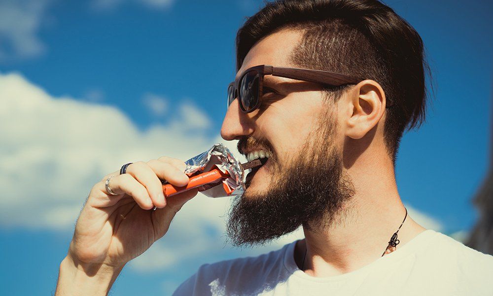 man eating edible