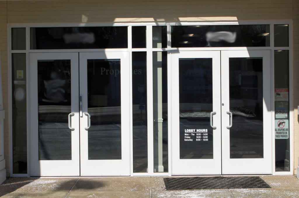 A building with a lot of windows and doors