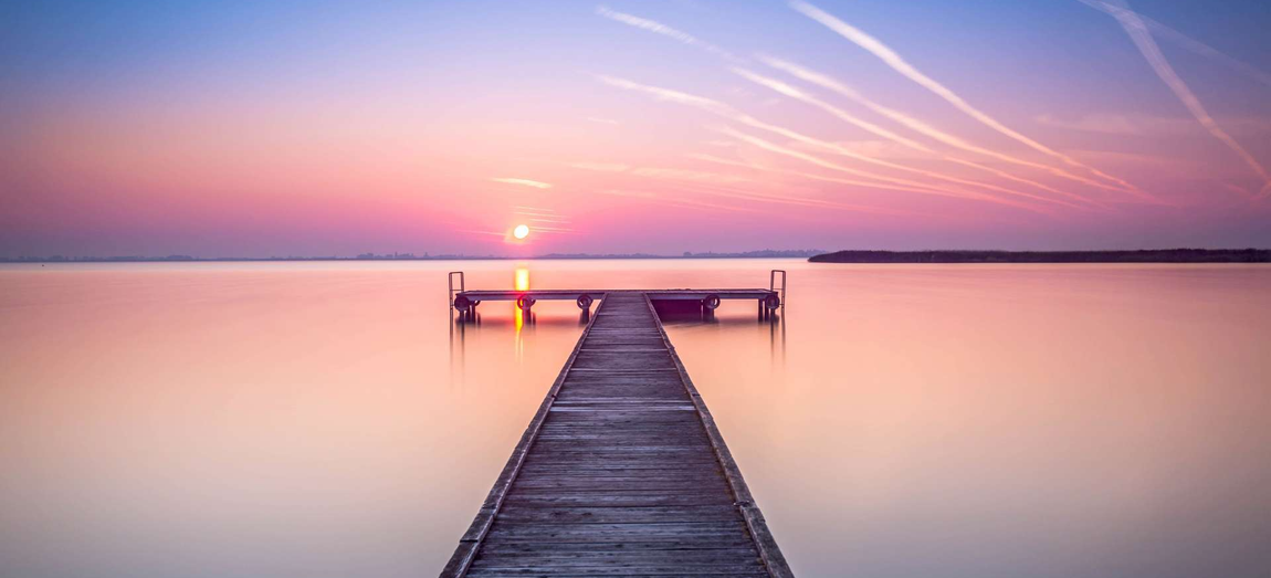 sunset past the dock at Lake Hartwell