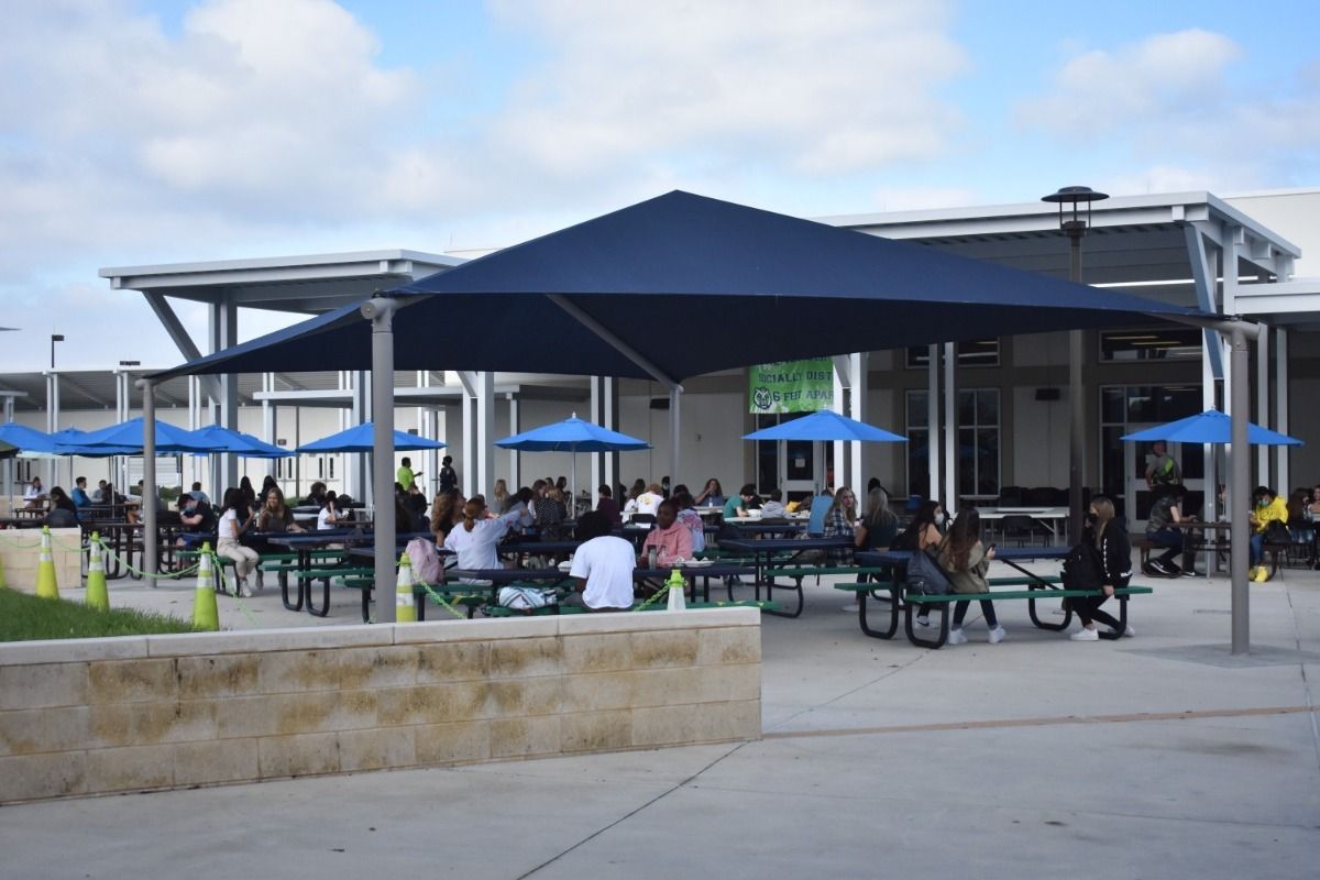 Sunshade constructed outside the Student Union at Windermere High School - Legacy Events for Education