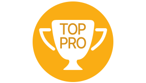 Yellow circle with white trophy graphic; text reads 