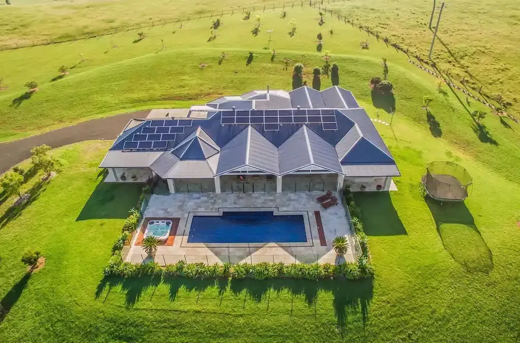 An Aerial View Of A Large House With A Pool — Aussie UnderCover In South Nowra, NSW