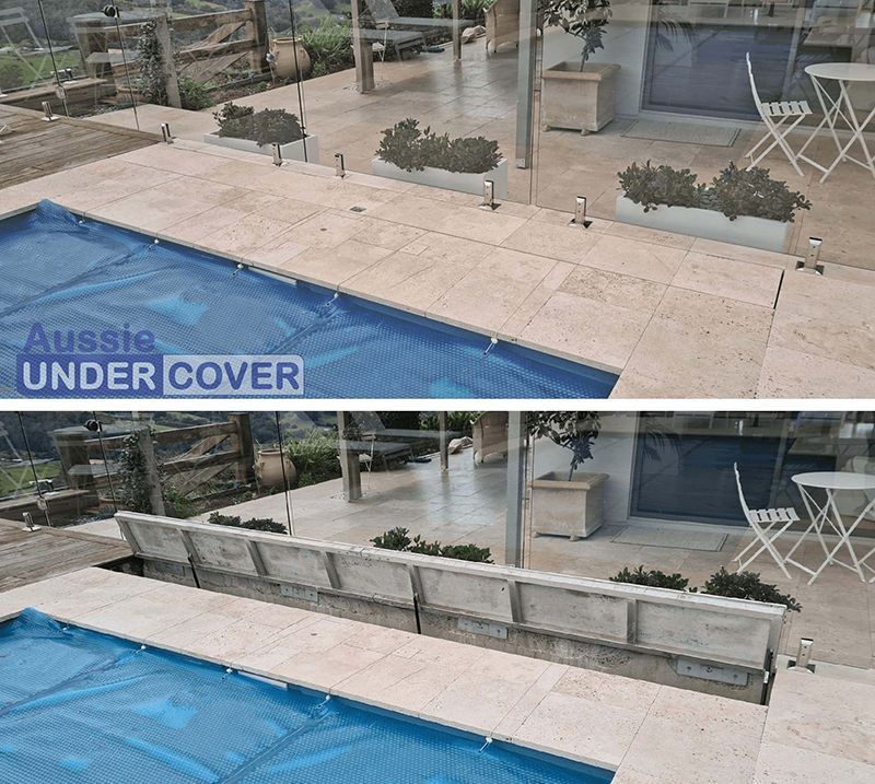 Two Pictures Of A Swimming Pool Under A Cover — Aussie UnderCover In South Nowra, NSW