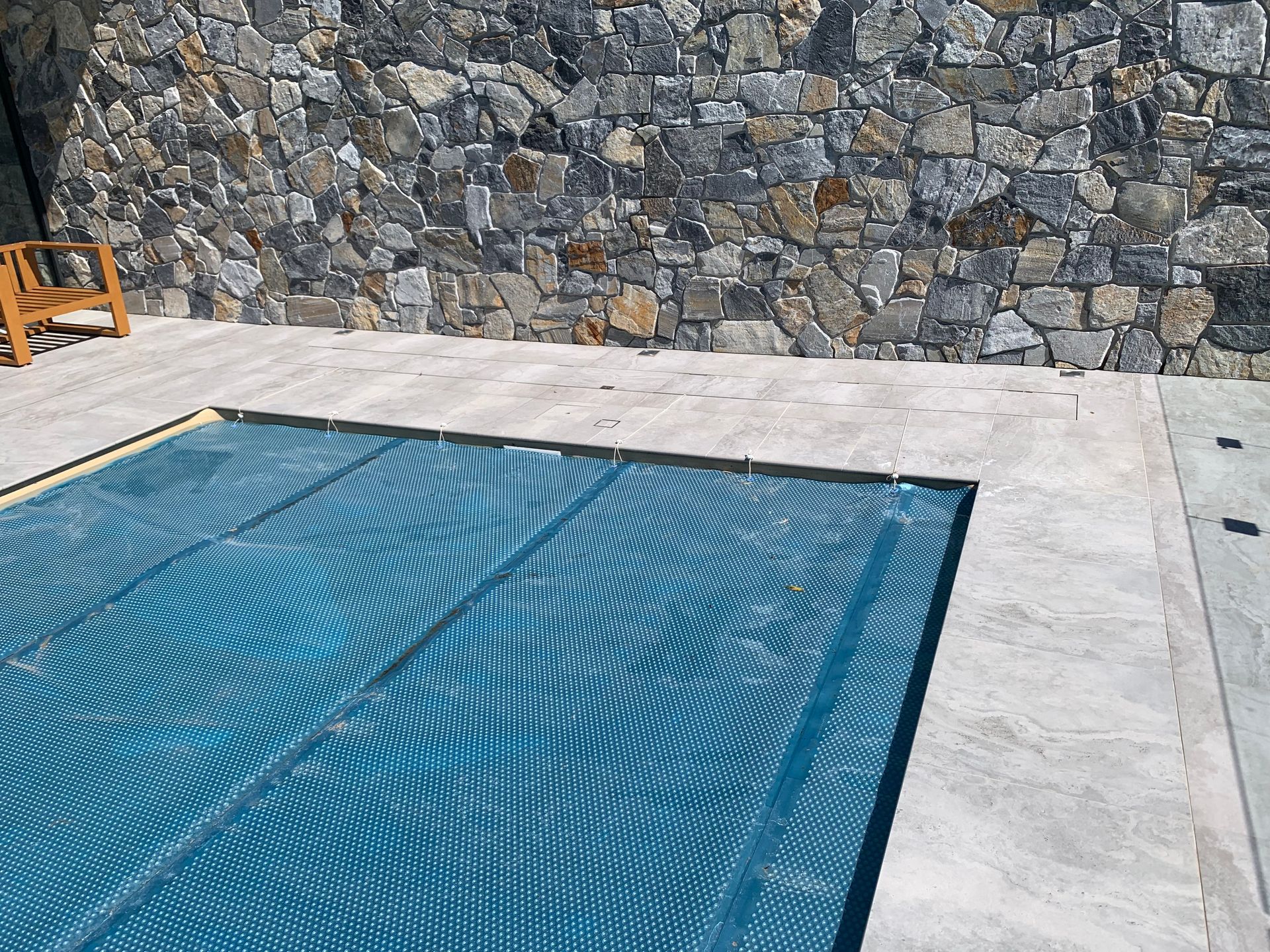 Pool Covered in Blue Mesh — Aussie UnderCover In Central Coast, NSW