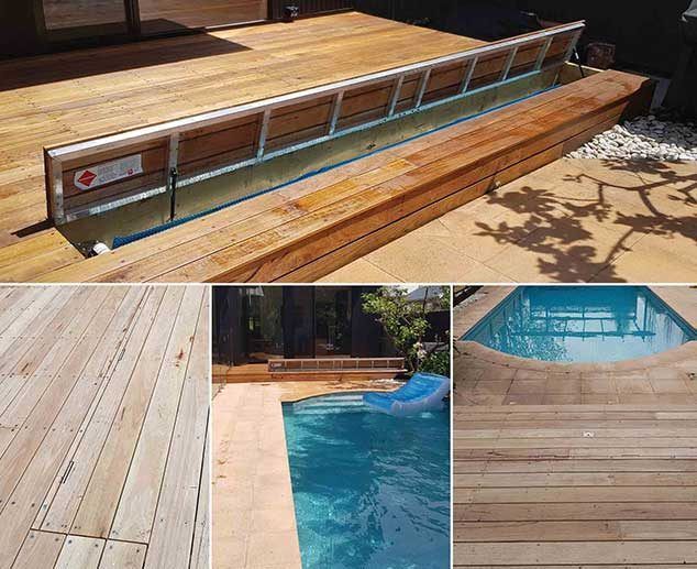 A Collage of Photos of a Wooden Deck and a Swimming Pool — Aussie UnderCover In South Nowra, NSW