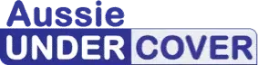 A blue and white sign that says aussie under cover