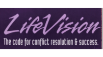 A purple sign that says life vision the code for conflict resolution and success