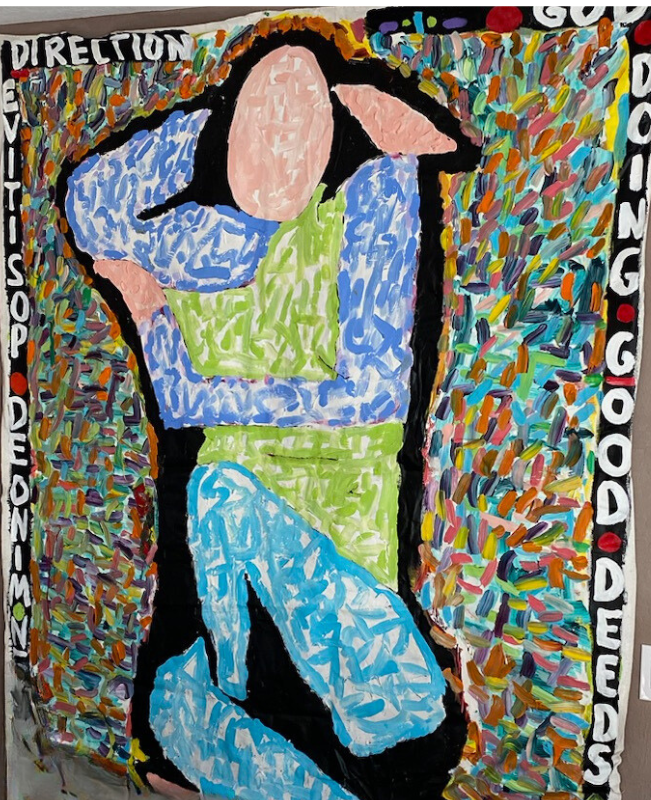 A colorful painting with the words direction written on it