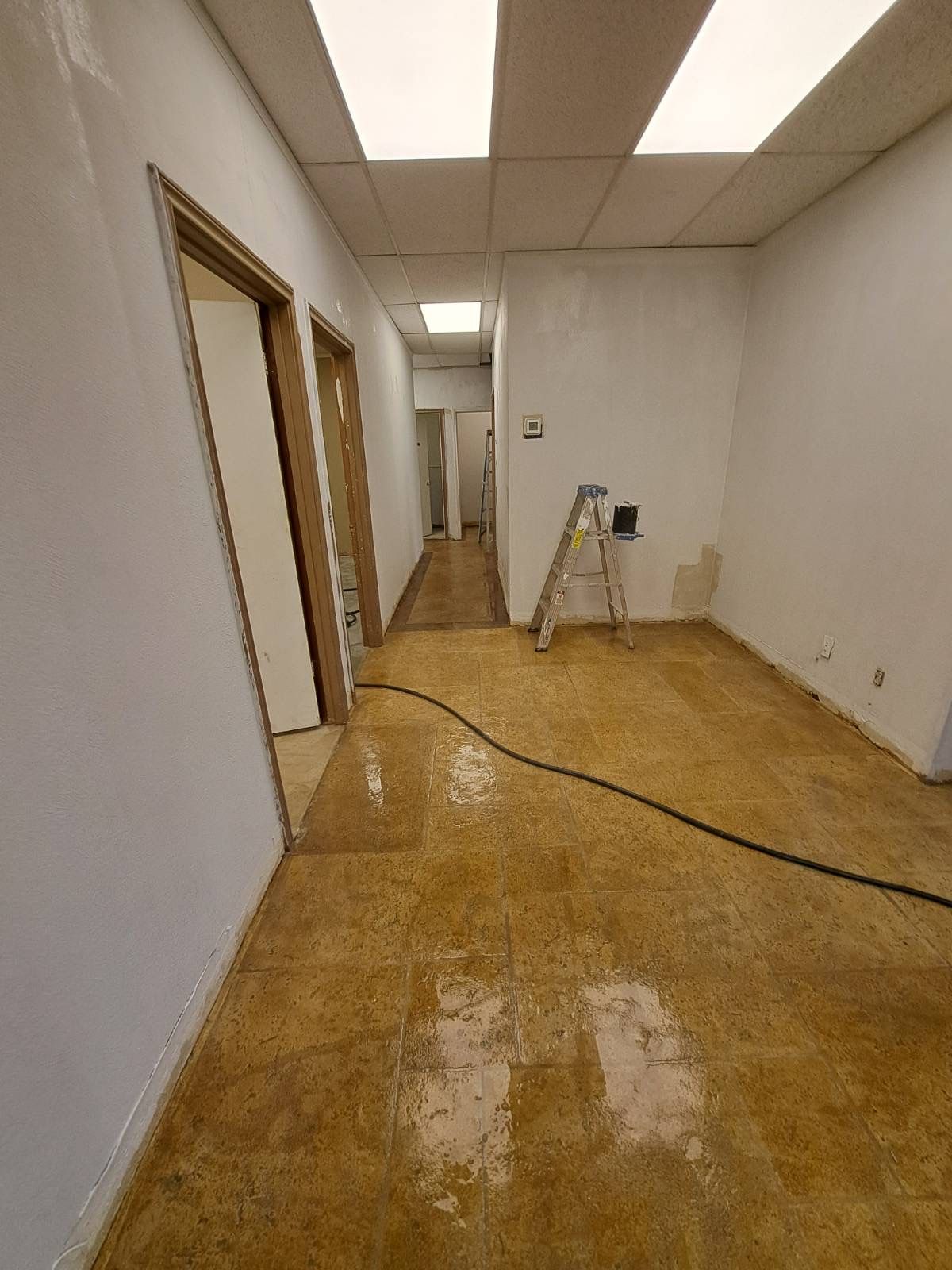 There is a ladder in the middle of the room.