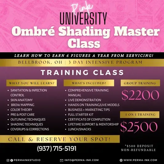 A poster for a pink university ombre shading master class