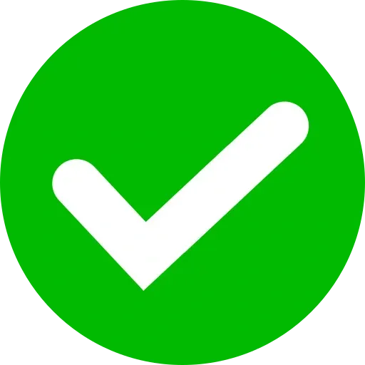 Green circle with white checkmark.