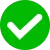 Green circle with white checkmark.