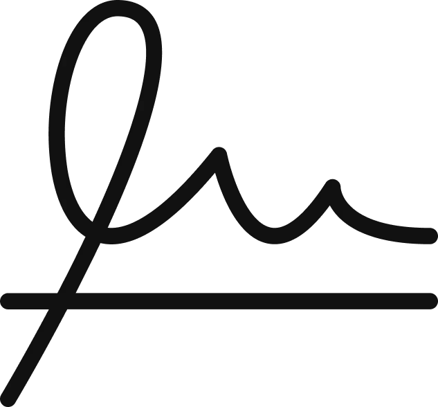 Stylized signature with a looped initial and underline.
