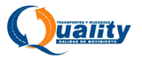 Un logotipo azul y naranja para transportes y mudanzas de calidad.