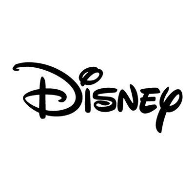 A black and white disney logo on a white background.