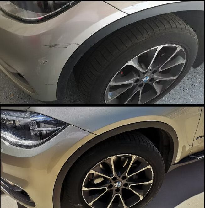 Before and After Photo of a Car's Front Bumper Repair — Moto Bodyworks in Fyshwick, ACT