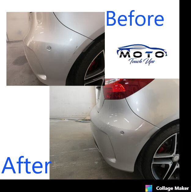 Before and After Photos of a Car's Rear Bumper — Moto Bodyworks in Fyshwick, ACT