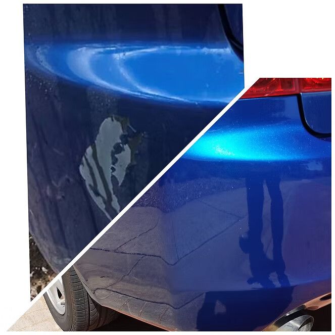 Blue Car Bumper With Paint Damage, Repaired to a Smooth Finish — Moto Bodyworks in Fyshwick, ACT