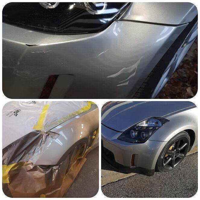 Silver Car With Damaged Front Bumper Being Repaired, Then Restored to Like-new Condition — Moto Bodyworks in Fyshwick, ACT