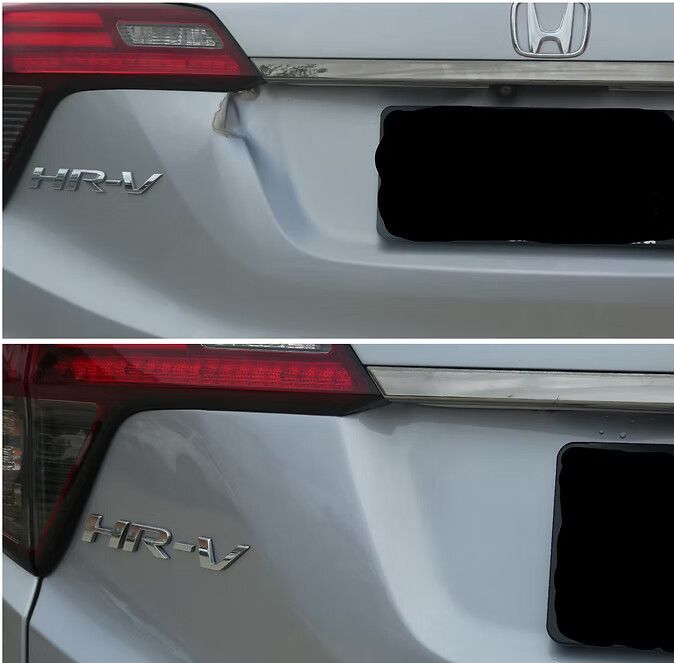 Silver Honda Hr-v's Rear Shows Before and After Repair — Moto Bodyworks in Fyshwick, ACT