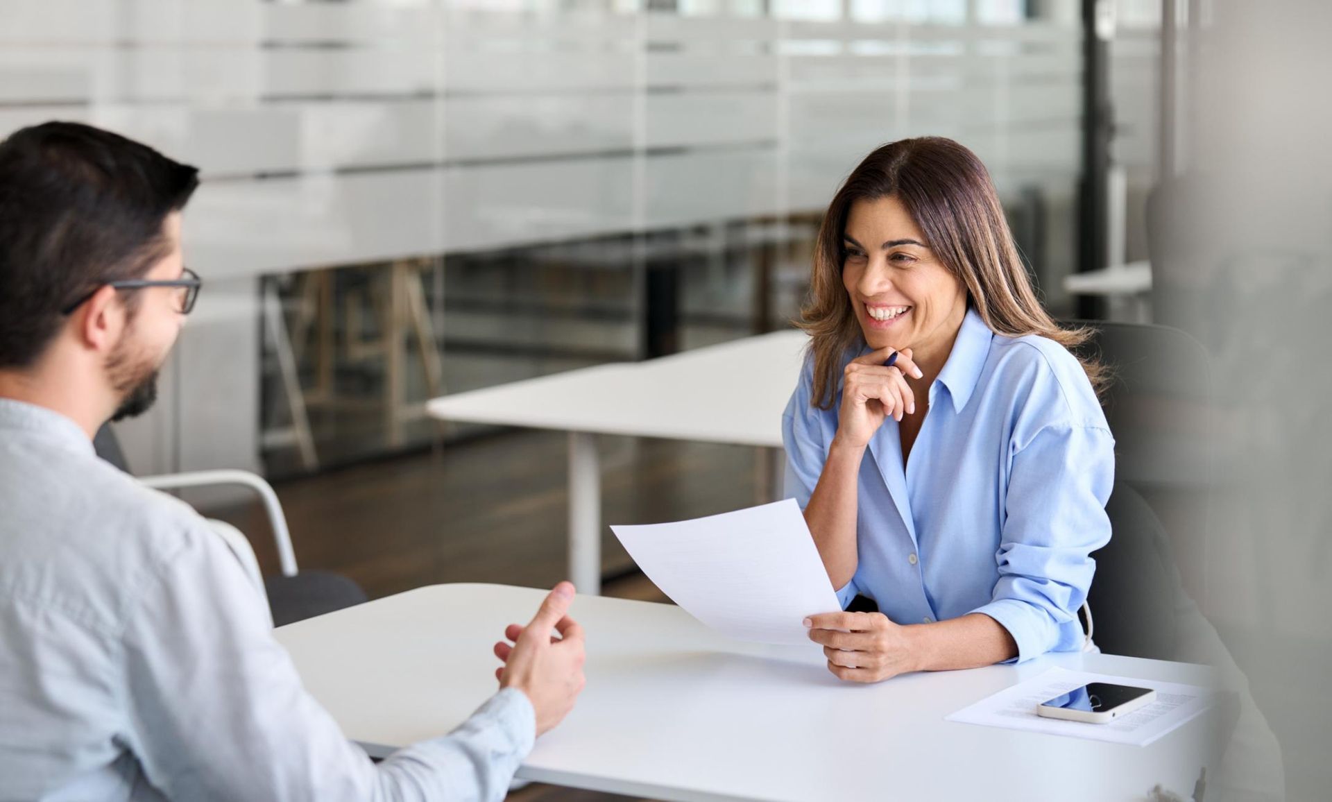 Woman Are Sitting at a Table Having a Job Interview — Bee HR in Narara, NSW