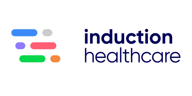 The induction healthcare logo is a colorful logo on a white background.