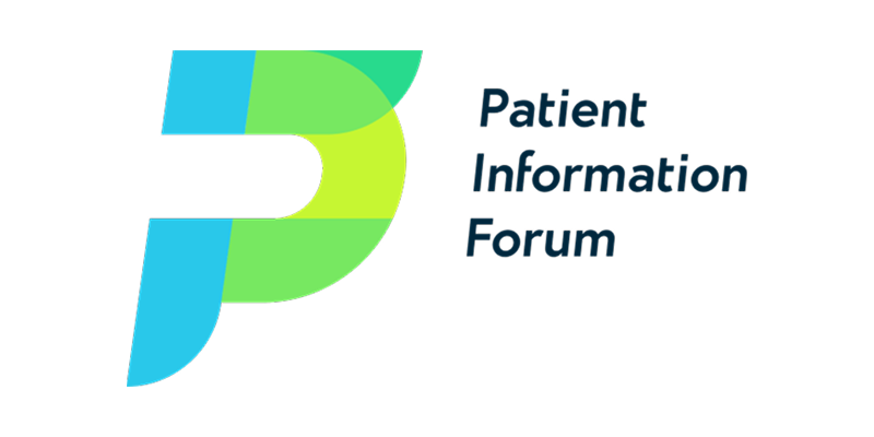 The logo for the patient information forum is blue and green