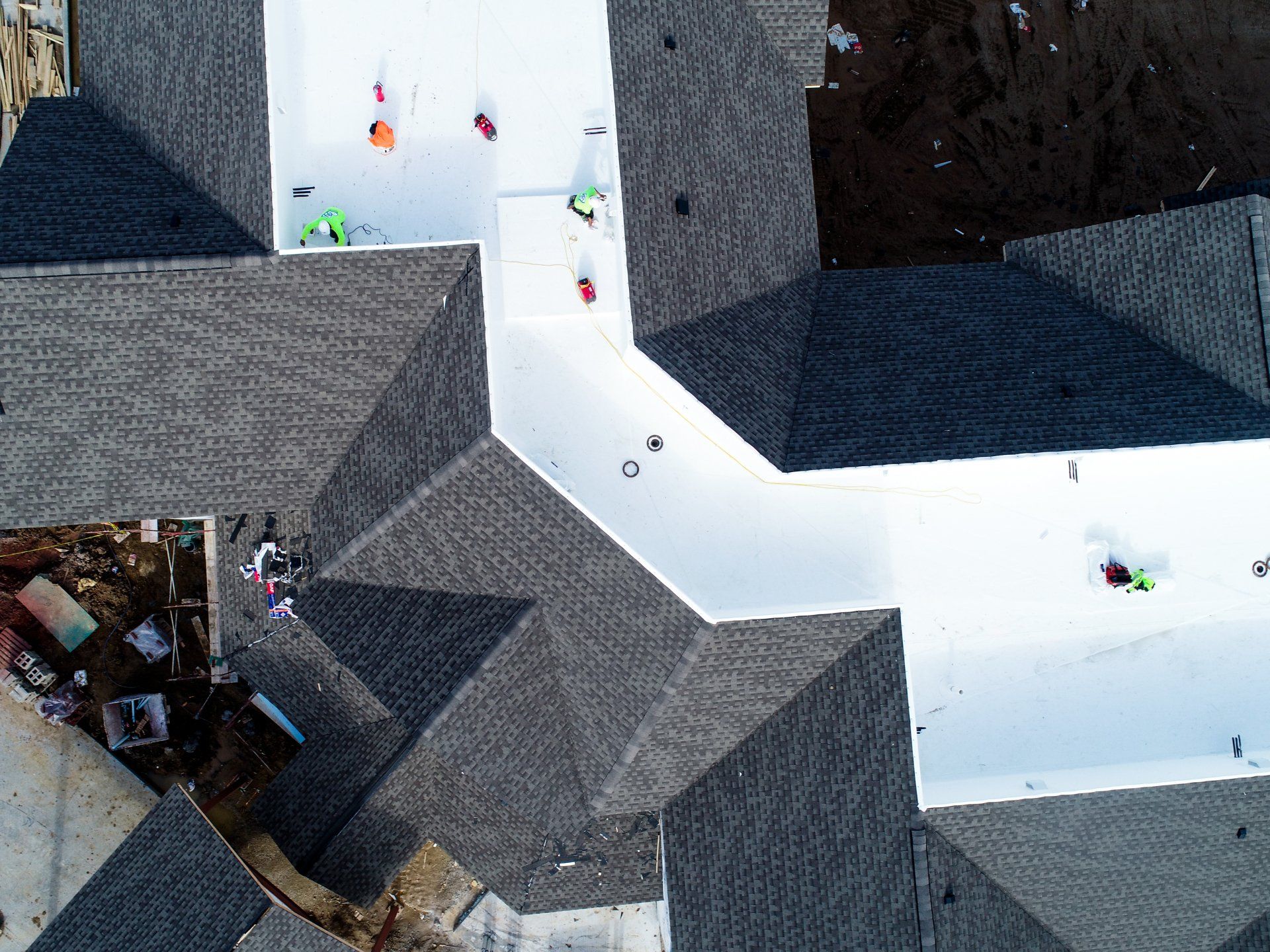 Aerial TPO Roof Installation