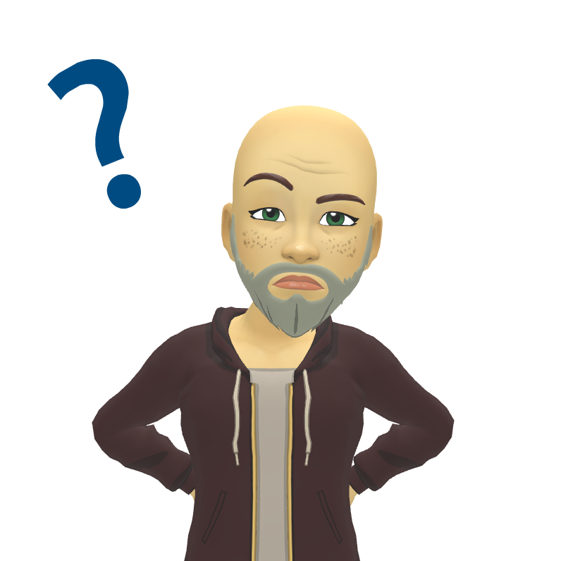 Avatar of a man with a confused expression, hands on hips, and a blue question mark above his head.