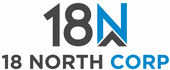 The logo for 18 north corp is blue and black.