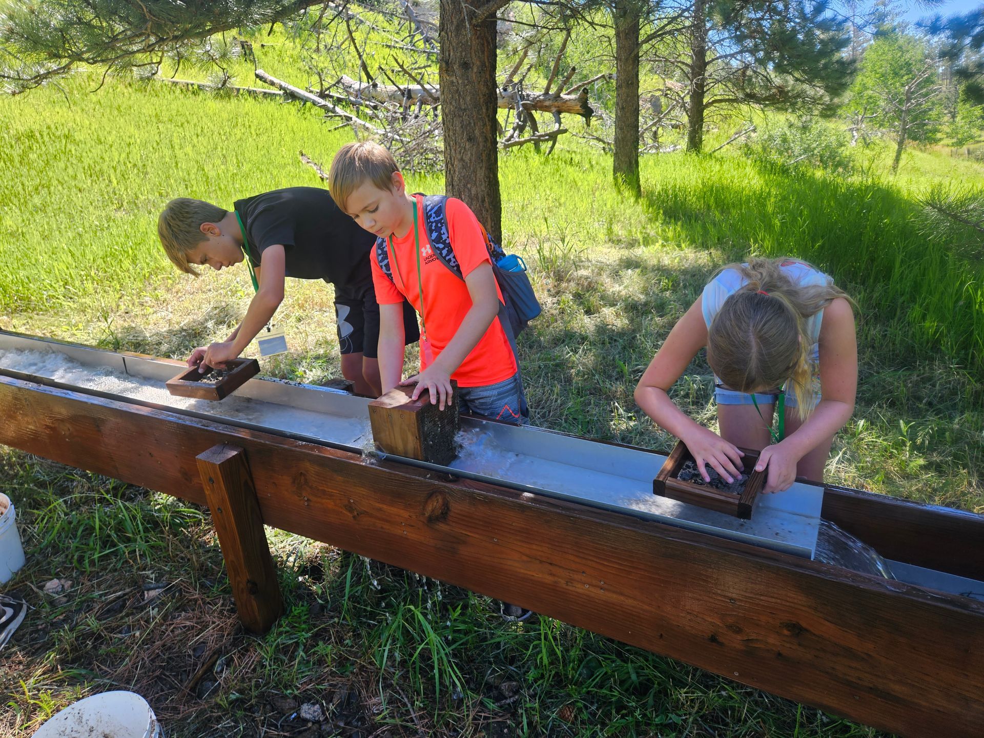 Campers using sluice box.