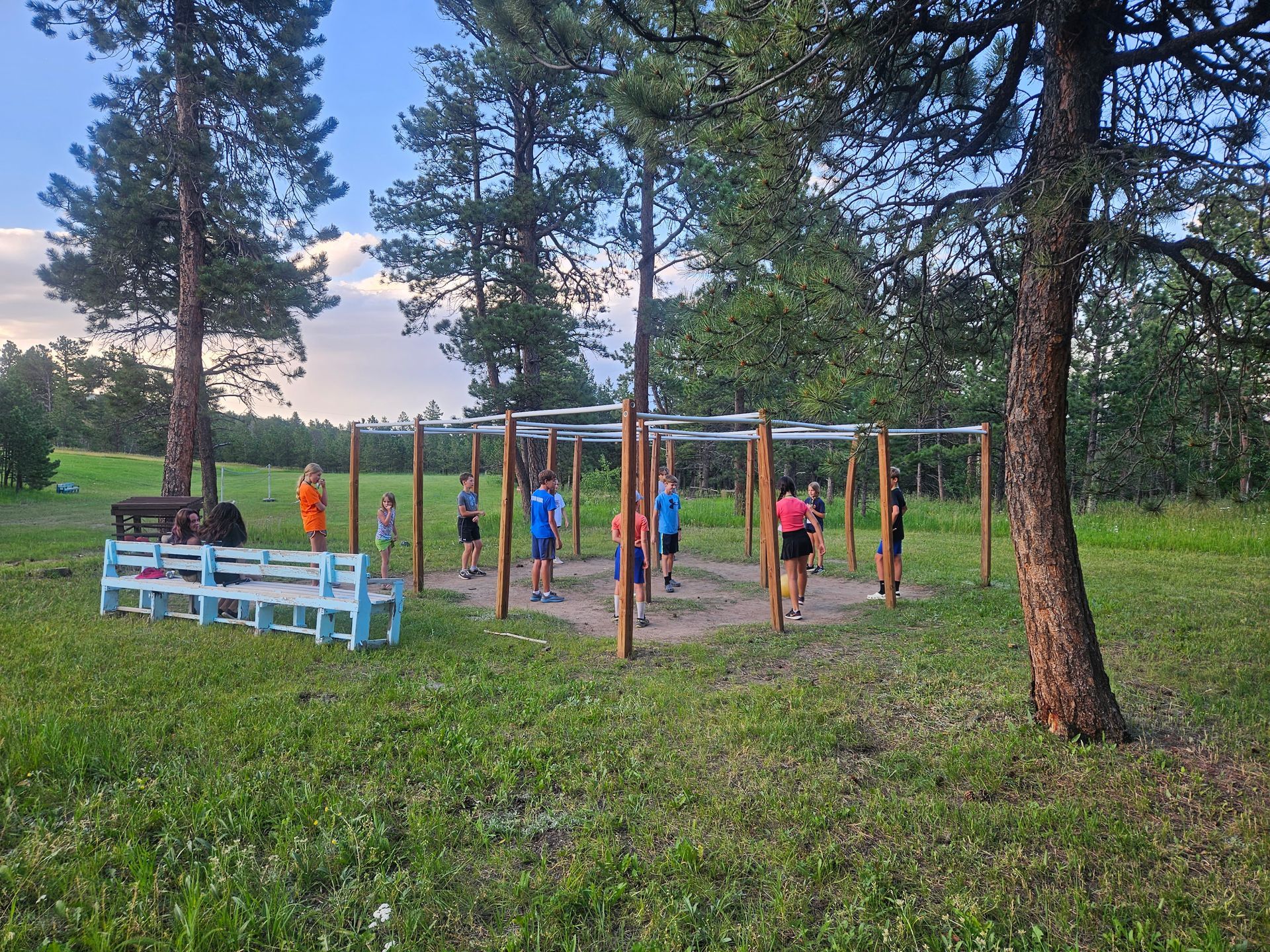Campers playing 9 Square in the Air