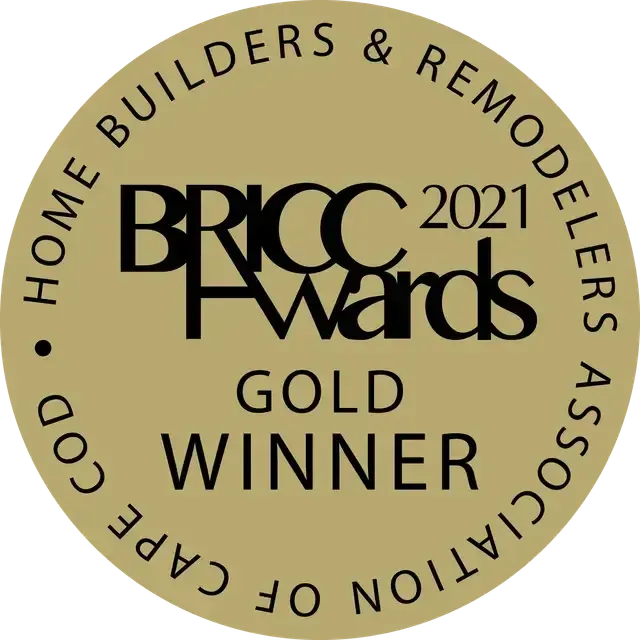 BRICC Awards 2021 Gold Winner seal for Home Builders & Remodelers Association of Cape Cod