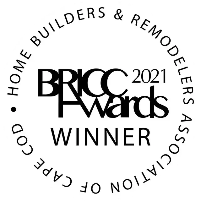 2021 BRICC Awards Winner logo with circular Home Builders & Remodelers Association of Cape Cod text