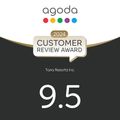 A logo for the agoda customer review award.
