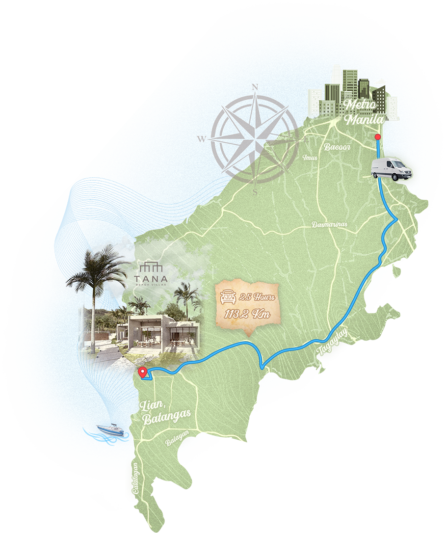 A map of the united states with a compass on it