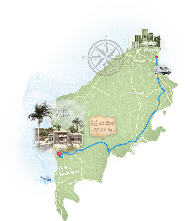 A map of the united states with a compass on it