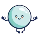 A blue bubble character with a happy face meditating with arms and legs crossed.