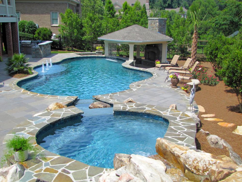 Inground Swimming Pool with Pool House and Paver Deck