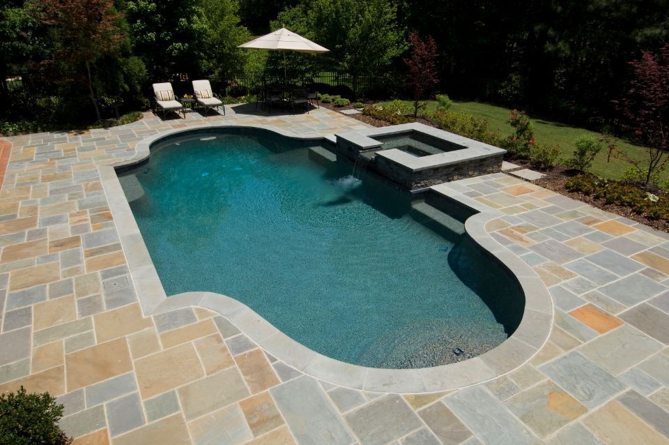 Inground swimming pool with spa