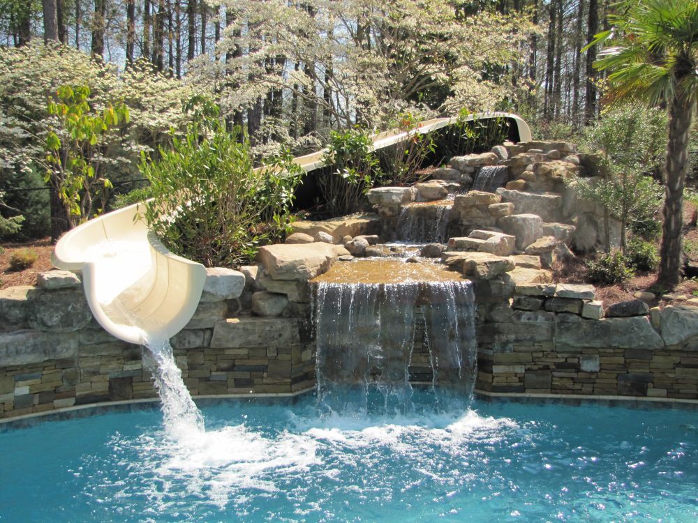 Large waterfall fiberglass slide