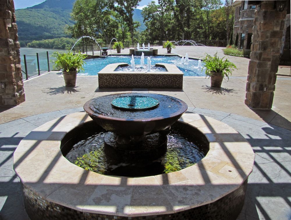 Outdoor Fountain with fire and water bowl