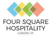 A logo for four square hospitality ludlow vt