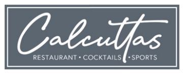 The logo for calcuttas restaurant cocktails and sports