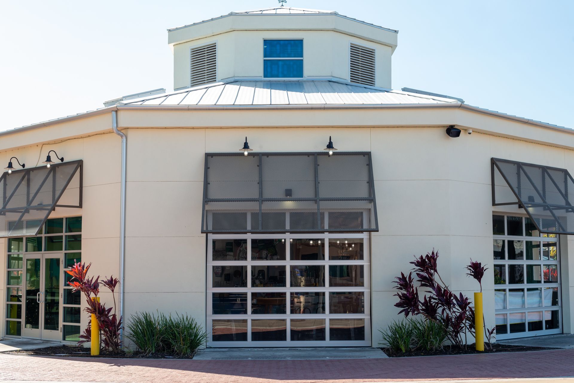 A reflection of a building in a glass window
