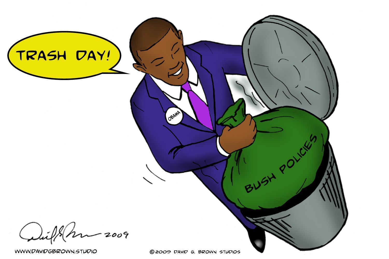 Cartoon: Obama throwing 