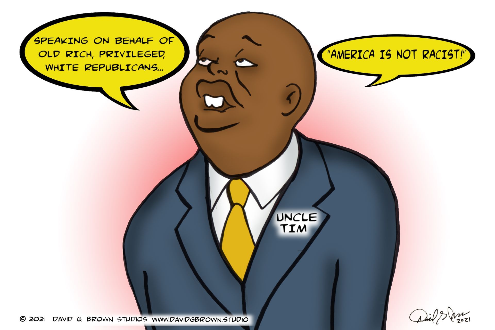 Political cartoon of a Black man with a 