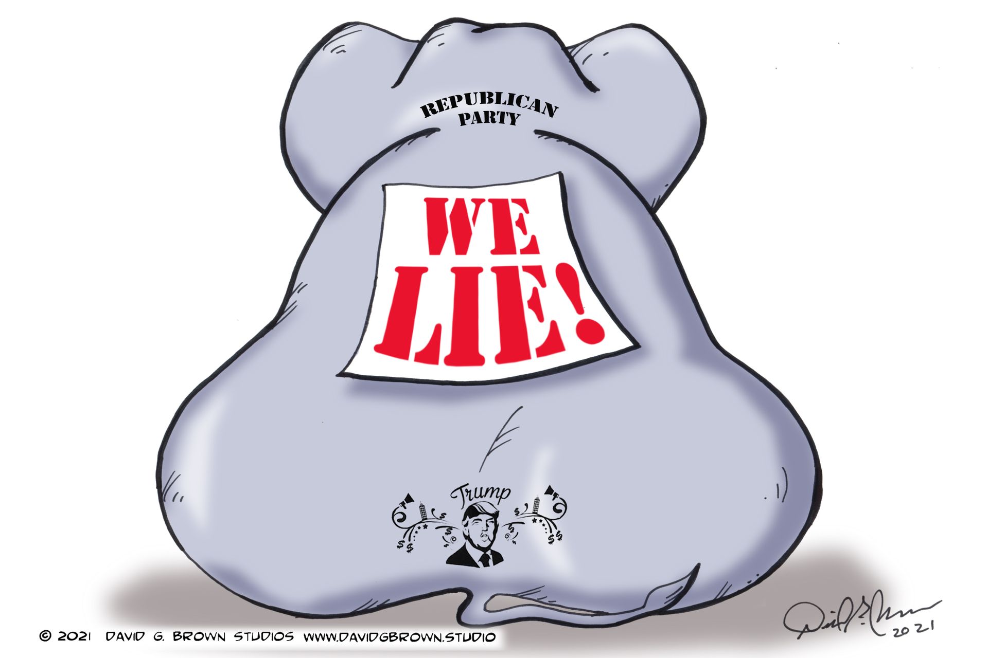Cartoon elephant labeled 