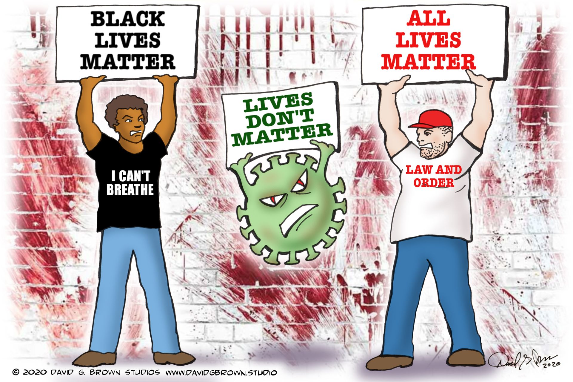 Cartoon: Two men holding signs 