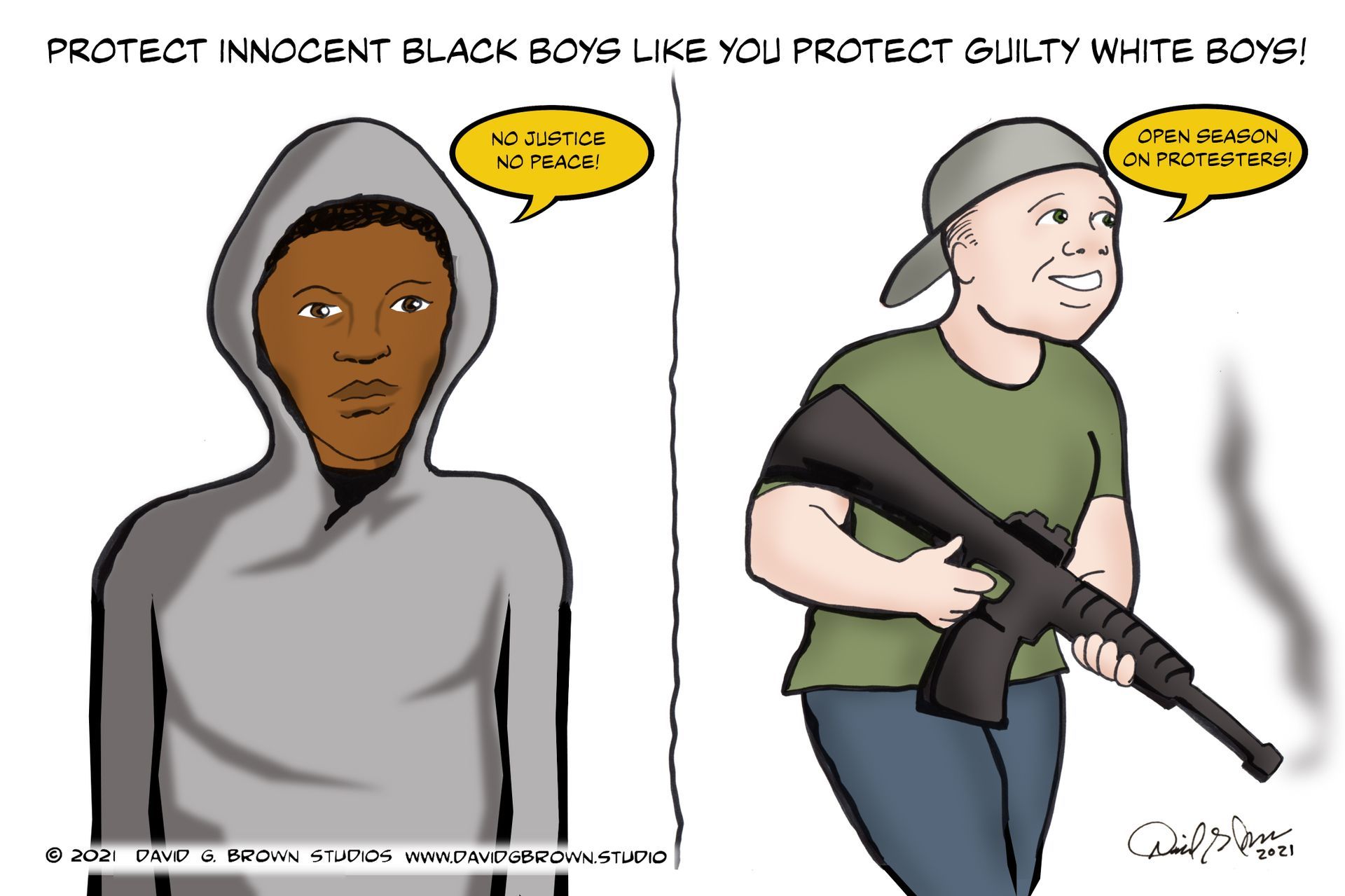 Cartoon: Black boy in hoodie, 